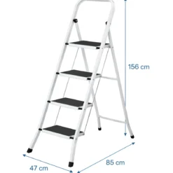 Sgabello Scaletta Pieghevole Acciaio 4 Gradini Antiscivolo Nero 150 kg