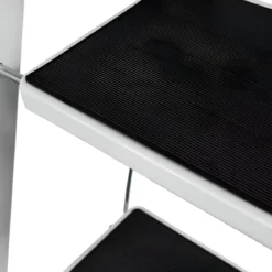 Sgabello Scaletta Pieghevole Acciaio 4 Gradini Antiscivolo Nero 150 kg