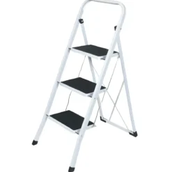 Sgabello Scaletta Pieghevole 3 Gradini 30x20 Acciaio Nero Salvaspazio