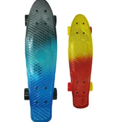 Skateboard 57 cm Cromato Ruote PVC Struttura in Alluminio Blu o Rosso