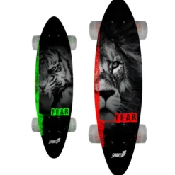 Skateboard 61 cm in Legno con Ruote Luminose da Esterno Rosso o Verde