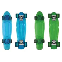 Skateboard Trasparente 57 cm Ruote Grandi da Esterno Verde o Celeste
