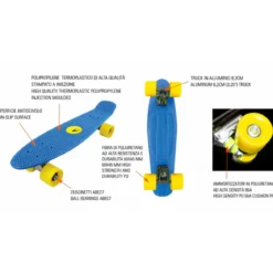 Skateboard 57x15 Azzurro con Cuscinetti ABEC7 in Polipropilene