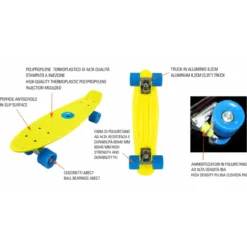 Skateboard 57x15 Giallo con Cuscinetti ABEC7 in Polipropilene