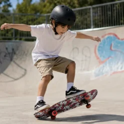 Skateboard 60x15 Scheletri Multistrato Acero 9 Strati Ruote Rosse PVC