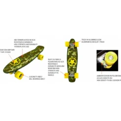 Skateboard 57x15 Verde Militare ABS Termoplastico con Cuscinetti ABEC7