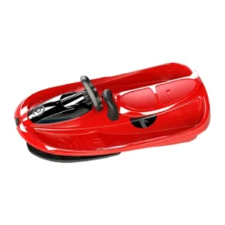 Slitta Bob Biposto Stratos Rosso con Volante Freno Slittino da Neve Max 120 kg