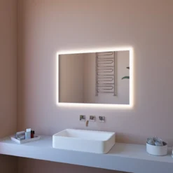 Specchio da Bagno Moderno Rettangolare 100x80 con Illuminazione a Led