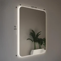 Specchio da Bagno Moderno 100x70 Rettangolare con Illuminazione Perimetrale