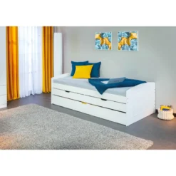 Struttura 2 Letti singoli 90x200 cm Bianco con Cassetti