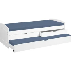 Struttura 2 Letti singoli 90x200 cm Bianco con Cassetti