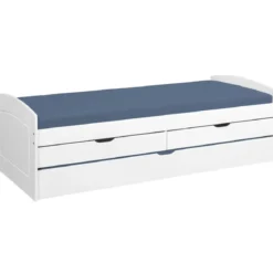 Struttura 2 Letti singoli 90x200 cm Bianco con Cassetti