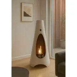 Stufa a Bioetanolo Conica Statica 3 kW Bruciatore Rotondo Bianco