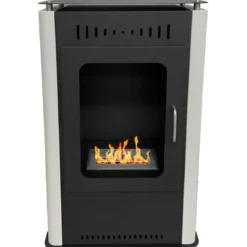 Stufa a Bioetanolo 1,2L da Pavimento 3,4 kW in Acciaio Inox Bianco
