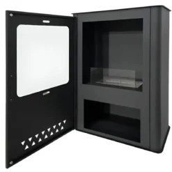 Stufa a Bioetanolo 1,2L da Pavimento 3,4 kW in Acciaio Inox Nero