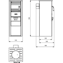 Stufa a Legna 5kW Beige Compatta Piastra Ghisa Vano Legna da Interno