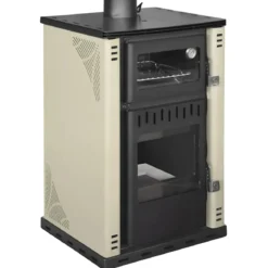 Stufa a Legna 27,6 kW in Acciaio Beige con Forno Termostufa Boiler 38L