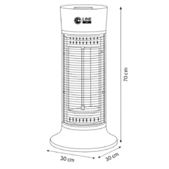 Stufa Alogena a Colonna 900W Compatta Oscillante in Fibra di Carbonio