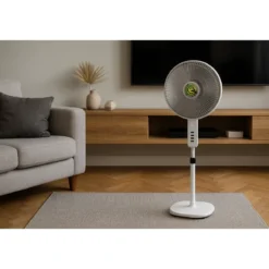 Stufa Alogena a Parabola Piantana 900W Oscillante Bianco da Soggiorno