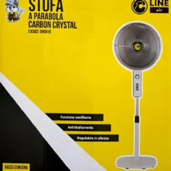 Stufa Alogena a Parabola Piantana 900W Oscillante Bianco da Soggiorno