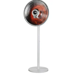 Stufa a Parabola 1000W Oscillante Piantana Fibra di Carbonio Bianco