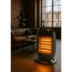 Stufa Elettrica Alogena Oscillante 1600W 4 Livelli Grigio da Interno