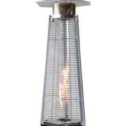 Stufa Piramide a Gas da Esterno 12,5kW Nero con Ruote Fiamma Visibile