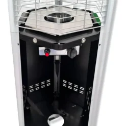 Stufa Piramide a Gas da Esterno 12,5kW Nero con Ruote Fiamma Visibile