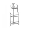 Supporto in Metallo Antico Vintage 3 Ripiani Angolare Bianco 49x35x115cm