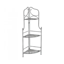 Supporto in Metallo Antico Vintage 3 Ripiani Angolare Bianco 49x35x115cm