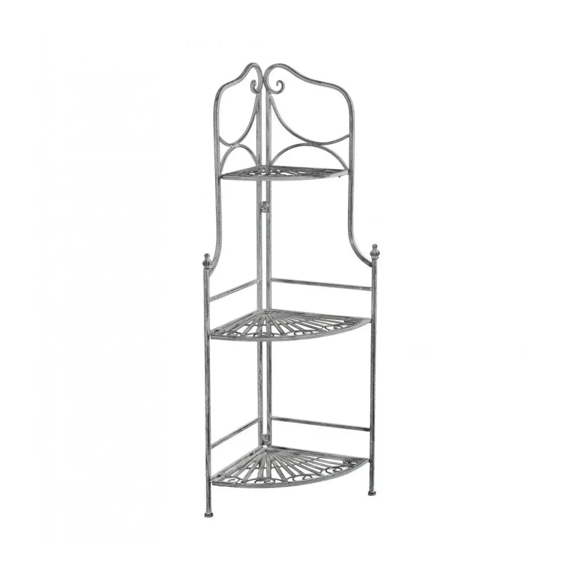 Supporto in Metallo Antico Vintage 3 Ripiani Angolare Bianco 49x35x115cm