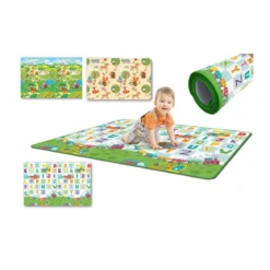 Tappeto per Bambini 150x120 Colorato Arrotolabile Antitrauma Antiscivolo Interno