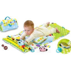 Tappeto Pieghevole Neonato Bambino Musicale con Cuscino 80x120x8 cm