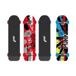 Tavola da Skateboard Nero 76 cm Max 100kg Bambino Adulto in Legno Skate Completo