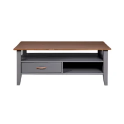 Tavolino Basso in Legno da Caffe 115x60 Grigio Tavolo Soggiorno