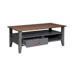 Tavolino Basso in Legno da Caffe 115x60 Grigio Tavolo Soggiorno