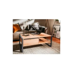 Tavolino Caffe Basso 100 Quercia Tavolinetto Rettangolare Moderno Salotto Design