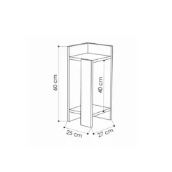 Tavolino comodino di Design Elos Destro Bianco 27x25x60cm