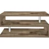 Tavolino da Caffè 90 cm in Legno Acero 2 Ripiani da Soggiorno Moderno
