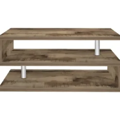 Tavolino da Caffè 90 cm in Legno Acero 2 Ripiani da Soggiorno Moderno