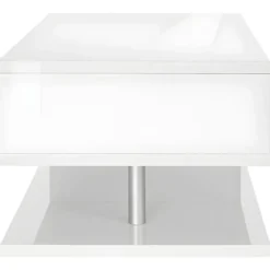 Tavolino da Caffè 90 cm in Legno Bianco 2 Ripiani da Soggiorno Moderno