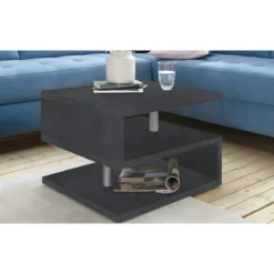 Tavolino da Caffè 55 cm in Legno Report 2 Ripiani da Soggiorno Moderno