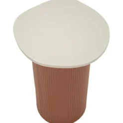 Tavolino da Caffè 53 cm Metallo Piano MDF Marmo Sintetico Rosso Bianco