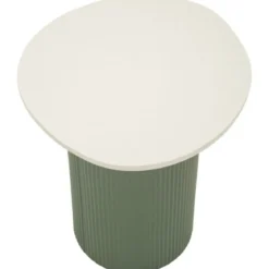Tavolino da Caffè 45 cm Metallo Piano MDF Marmo Sintetico Verde Bianco