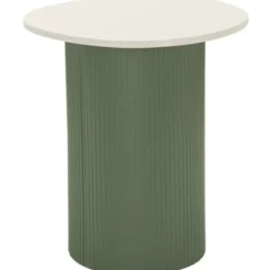 Tavolino da Caffè 45 cm Metallo Piano MDF Marmo Sintetico Verde Bianco