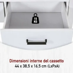Tavolino da Caffè da Salotto in Legno Bianco Rovere 2 Cassetti Ripiano