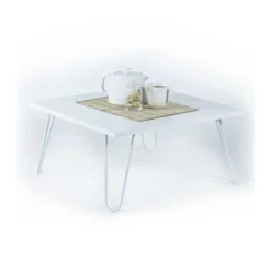 Tavolino da Caffe Basso 60x60 cm Bianco Moderno per Salotto Industrial in Legno