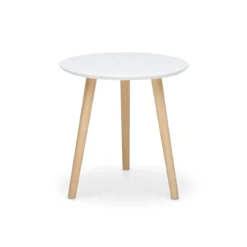 Tavolino da Caffe Bianco 48 cm Rotondo Divano Tavolinetto Salotto Tavolo Basso