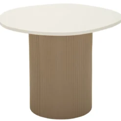 Tavolino da Caffè in Metallo con Piano Marmo Artificiale Bianco Salone