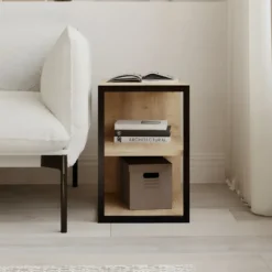 Tavolino da Caffè Salotto Moderno Basso con 1 Ripiano Rovere Nero